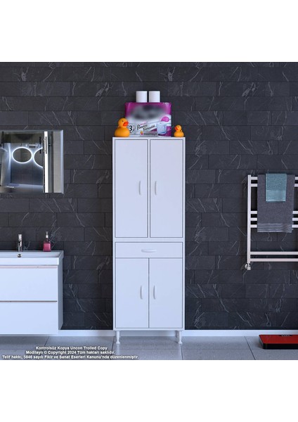 Bellis Banyo ve Mutfak Dolabı 70 cm Tek Çekmece 4 Kapak 7 Raf 10 Bölme 70x173x32,5 cm fiyatları