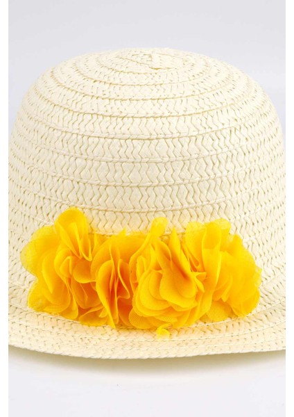 Sarı Çiçek Detaylı Kız Çocuk Hasır Şapka fırsatları