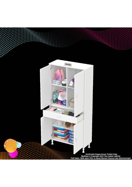 Sare Banyo ve Mutfak Dolabı Çok Amaçlı Dolap 1 Çekmece 4 Kapak 3 Raflı 6 Bölme 85X173X32,5 cm modelleri