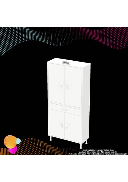 Sare Banyo ve Mutfak Dolabı Çok Amaçlı Dolap 1 Çekmece 4 Kapak 3 Raflı 6 Bölme 85X173X32,5 cm fırsatları
