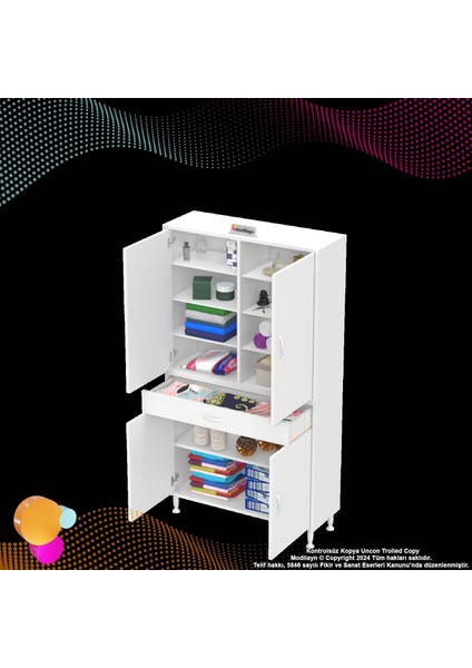 Bellis Banyo ve Mutfak Dolabı 95 cm Tek Çekmece 4 Kapak 7 Raf 10 Bölme 95x173x32,5 cm fırsatları