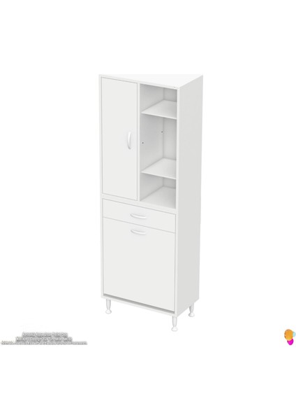 Kayra 55 cm Dar Alan Beyaz Banyo Dolabı 1 Çekmece, 1 Göz Sepet, 1 Kapak, 6 Raflı Organizer Dolap fırsatları