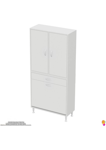 Yeni Kayra Tek Çekmece, 2 Göz Sepet, 2 Kapak, 4 Raf Dar Alan Banyo Dolabı 70X173X32,5 cm indirimleri