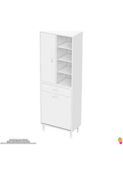 Kayra 1 Çekmeceli, 65 cm Dolap 1 Göz Sepet, Tek Kapak, 8 Raflı Organizer Banyo Dolabı 65x173x32,5 cm fırsatları