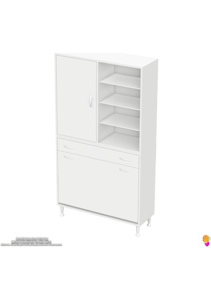 Kayra 1 Çekmece, 3 Göz Sepet, Tek Kapak, 8 Raf Dar Alan Banyo Dolabı 100X173X32,5 cm modelleri