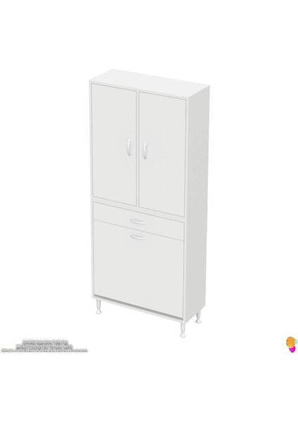 Yeni Kayra Tek Çekmece, 2 Göz Sepet, 2 Kapak, 6 Raf Dar Alan Banyo Dolabı 85X173X32,5 cm indirimleri