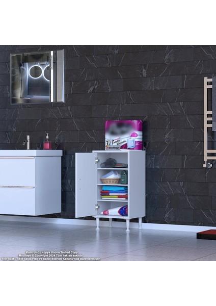 Efil Dolap Dar Alanlar Için Çok Amaçlı Dolap Tek Kapaklı 4 Göz Raf Dolap 40X75X32,5 cm