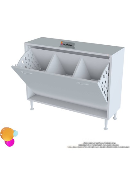 Magno 3 Kirli Çamaşır Sepetli Dolap Banyo Düzenleyici Dolap Çok Amaçlı Organizer Dolap 95x75x32,5 cm indirimleri