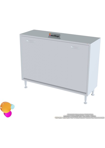 Magno 3 Kirli Çamaşır Sepetli Dolap Banyo Düzenleyici Dolap Çok Amaçlı Organizer Dolap 95x75x32,5 cm