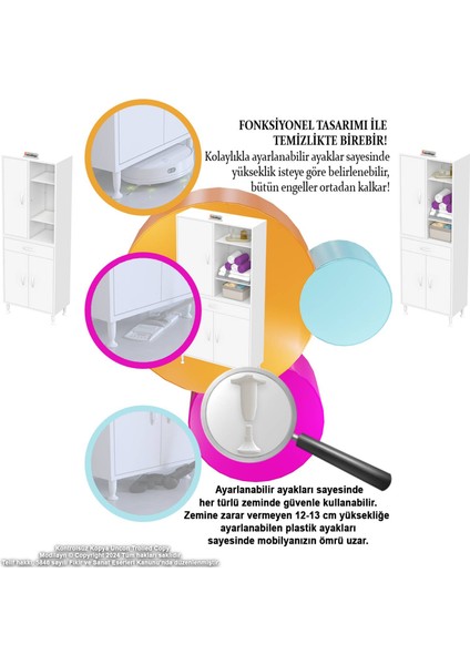 Kayra Banyo ve Mutfak Dolabı Çok Amaçlı Dolap Tek Çekmeceli 3 Kapaklı 5 Raf 8 Bölme 75X173X32,5 cm fırsatları