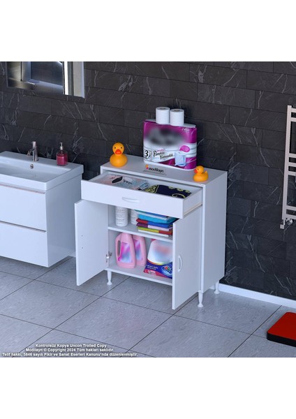 Mira Banyo ve Mutfak Dolabı Çok Amaçlı Dolap Tek Çekmece 2 Kapak 1 Raf 2 Bölme 85X88X32,5 cm