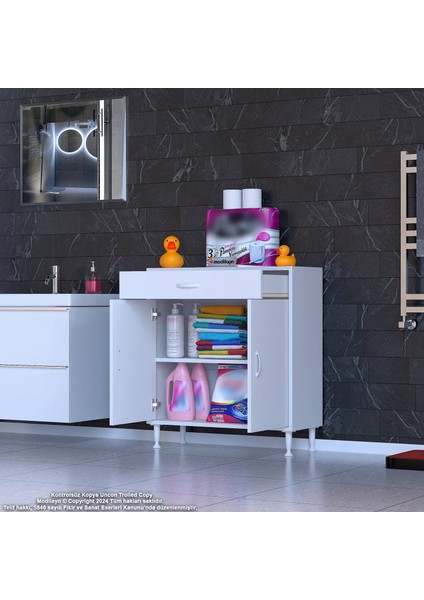 Mira Banyo ve Mutfak Dolabı Çok Amaçlı Dolap Tek Çekmece 2 Kapak 1 Raf 2 Bölme 85X88X32,5 cm modelleri