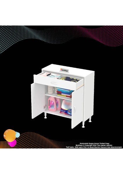 Mira Banyo ve Mutfak Dolabı Çok Amaçlı Dolap Tek Çekmece 2 Kapak 1 Raf 2 Bölme 85X88X32,5 cm