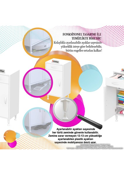 Mira 40 cm Banyo ve Mutfak Dolabı Çok Amaçlı Dolap Tek Çekmece 1 Kapak 2 Raf 3 Bölme 40x88x32,5 cm indirimleri