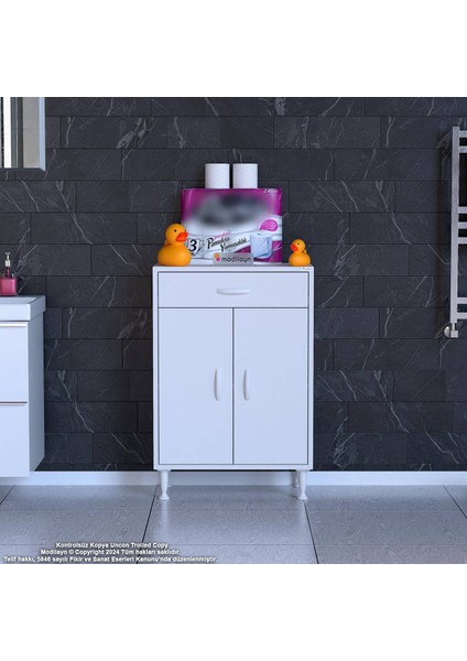 Mira Banyo ve Mutfak Çok Amaçlı Dolap 2 Kapaklı Tek Çekmeceli 1 Raf 2 Bölmeli Dolap 60X88X32,5 cm fiyatları