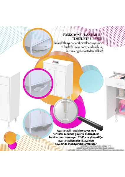 Mira Banyo ve Mutfak Çok Amaçlı Dolap 2 Kapaklı Tek Çekmeceli 1 Raf 2 Bölmeli Dolap 60X88X32,5 cm indirimleri