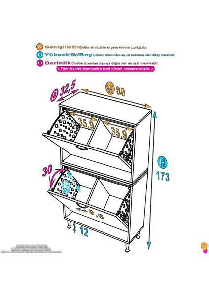 İLKİM Modern Çamaşır Ünitesi, 80x138x32,5 cm Gizli 4 Göz Minimalist Akıllı Sepetli Dolap