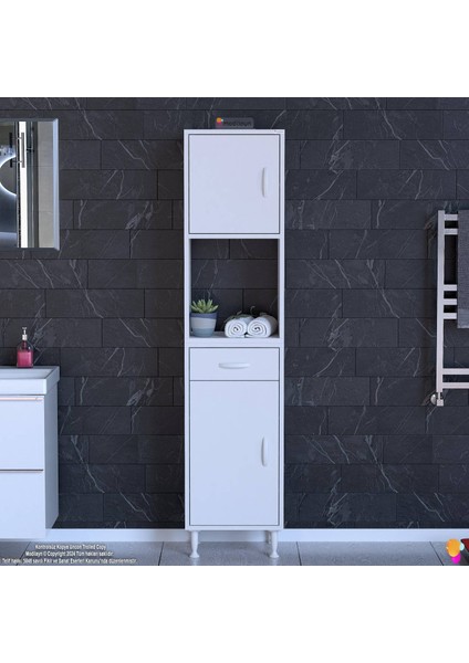 Azra 35 cm , Tek Çekmece Mutfak Ve Banyo Dolabı 2 kapak ve 7 raflı Çok Amaçlı Dolap 35x173x32,5 cm fiyatları