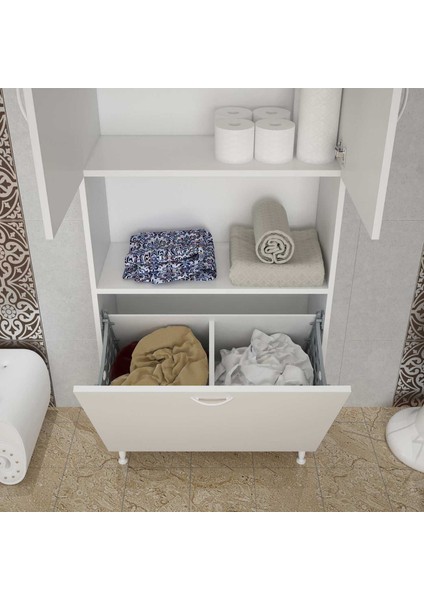 Bella Kirli Çamaşır Sepetli Çok Amaçlı Dolap Banyo Dolabı 75x160x32,5 Cm fiyatları