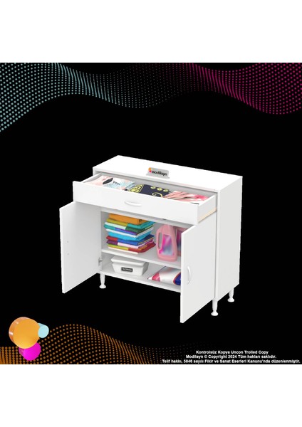 Mira Banyo ve Mutfak Dolabı Çok Amaçlı Dolap Tek Çekmece 2 Kapak 2 Raf 3 Bölme 95X88X32,5 cm fırsatları