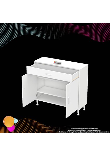 Mira Banyo ve Mutfak Dolabı Çok Amaçlı Dolap Tek Çekmece 2 Kapak 2 Raf 3 Bölme 95X88X32,5 cm