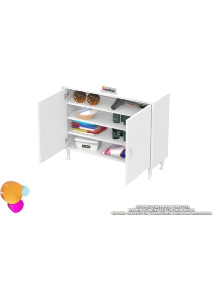 Efil Dolap Dar Alanlar Için Çok Amaçlı Dolap 2 Kapaklı 4 Göz Raf Dolap 90X75X32,5 cm fırsatları