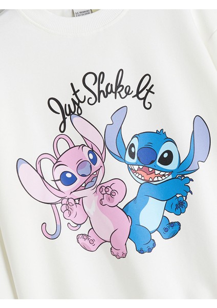 Yeni Sezon Bisiklet Yaka Stitch ve Angel Baskılı Kız Çocuk Sweatshirt fiyatları