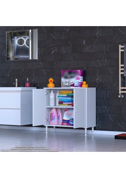 Annus Dolap Kapak ve Raf Detaylı 70 cm Çok Amaçlı Dolap Çift Kapaklı 2 Göz Raf Dolap 70x75x32,5 cm fiyatları