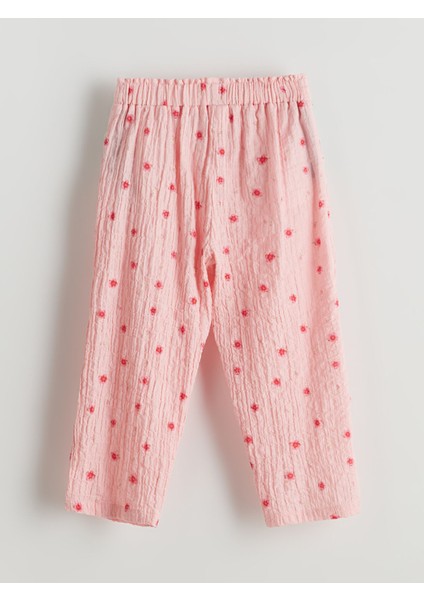Yeni Sezon Çiçekli Beli Bağlamalı Kız Çocuk Pantolon modelleri
