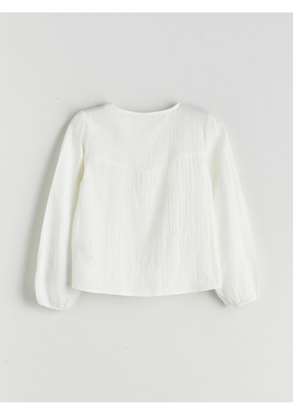 Yeni Sezon Bisiklet Yaka Dantel Detaylı Kız Çocuk Müslin Gömlek fiyatları