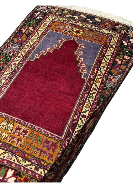 El Dokuma Eski Antika Mihraplı Maden Halısı 106X155 Renkli Kök Boya Yün Renkli fırsatları