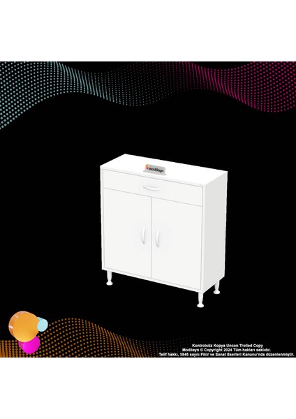 Mira Banyo ve Mutfak Dolabı Çok Amaçlı Dolap Tek Çekmece 2 Kapak 3 Raf 4 Bölme 70X88X32,5 cm