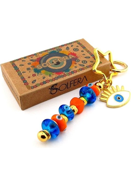 Orjinal Murano Cam Nazar Boncuklu Çanta Süsü Göz Charm Anahtarlık KY067
