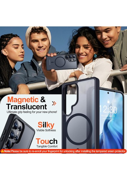 Samsung Galaxy S24 Ultra Uyumlu Ekran Koruyucu Kılıf Magsafe Sarj Desteği Kamera Çıkıntılı Mat Kapak