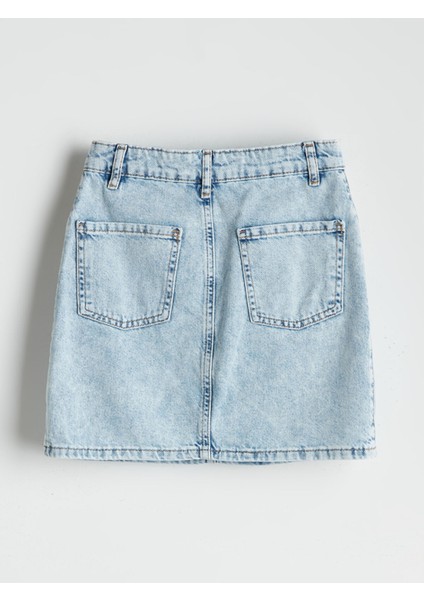 Yeni Sezon Beli Ayarlanabilir Lastikli Kız Çocuk Jean Etek fiyatları