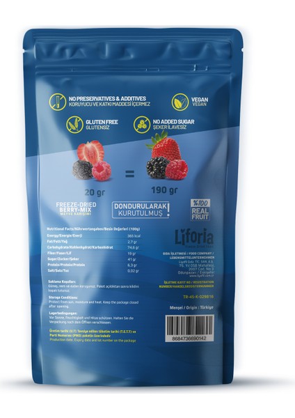 Freeze Dried Berry Mix - Dondurularak Kurutulmuş Meyve - Freeze Dry Kuru MEYVE 20GR fiyatları