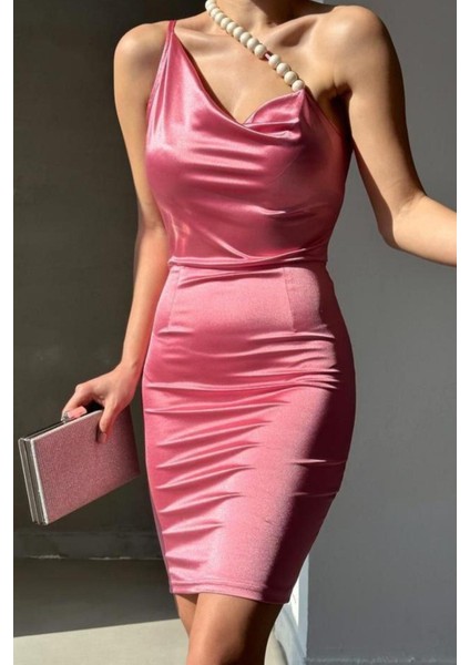 Ince Askılı Setan Kumaş Elbise Fuşya 582413 fiyatları