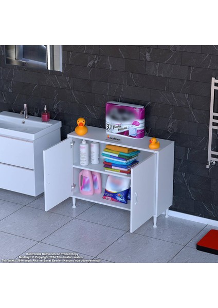 Efil Dolap Dar Alanlar Için Çok Amaçlı Dolap Çift Kapaklı 2 Göz Raf Dolap 90X75X32,5 cm