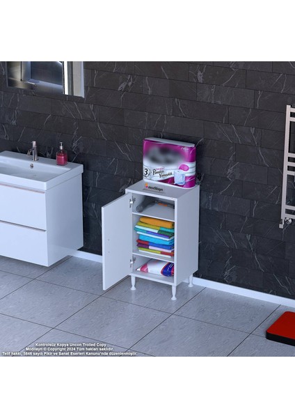 Efil Dolap 2 Raflı Beyaz 35 cm Çok Amaçlı Dolap Tek Kapaklı 3 Göz Raf Dolap 35x75x32,5 cm