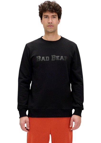 Snow Siyah Crewneck Erkek Baskılı Sweatshirt