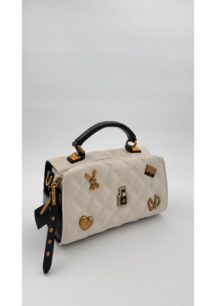 Krem Siyah Ayaralanabilir Askılı Kapitone El Çantası Orijinal Levidor Premium Çanta fiyatları