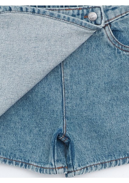 Yeni Sezon Beli Lastikli Kız Çocuk Jean Şort Etek fırsatları