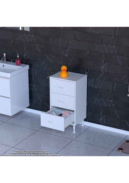 Efil 3'lü Çekmece Banyo Dolabı Çok Amaçlı Çekmecelerle Daha Düzenli 45X75X32,5 cm