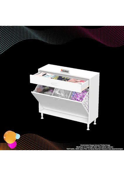 Arden 3 Göz Sepetli Dolap Kirli Çamaşır Dolabı 95 cm Düzenleyici Dolap 95x88x32,5 Cm modelleri