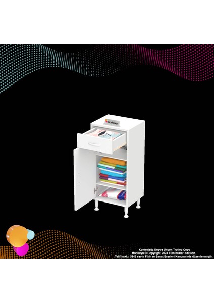 Mira Banyo ve Mutfak Dolabı Çok Amaçlı Dolap Tek Çekmece 1 Kapak 2 Raf 3 Bölme 50X88X32,5 cm