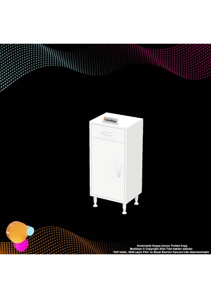 Mira Banyo ve Mutfak Dolabı Çok Amaçlı Dolap Tek Çekmece 1 Kapak 2 Raf 3 Bölme 50X88X32,5 cm