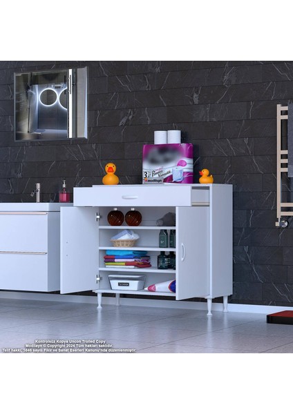 Mira Banyo ve Mutfak Çok Amaçlı Dolap Tek Çekmece 2 Kapaklı 3 Raf 4 Bölmeli Dolap 95X88X32,5 cm modelleri