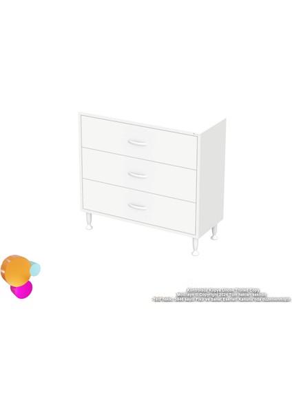 Efil 3'lü Çekmece Banyo Dolabı Çok Amaçlı Çekmecelerle Daha Düzenli 70X75X32,5 cm