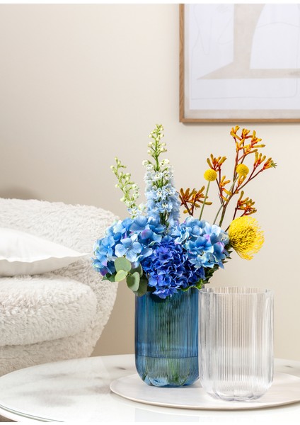 Fleur Mavi Cam Vazo 22 cm fiyatları