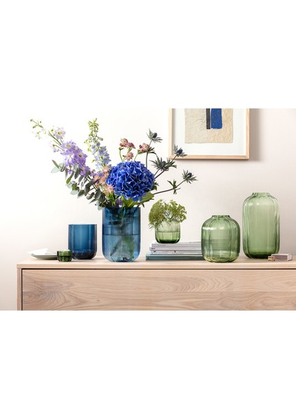 Fleur Mavi Cam Vazo 22 cm indirimleri